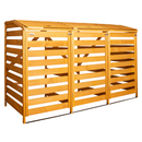1.99m x 1.25m Large Wooden Outdoor Garden Triple Wheelie Bin Store Storage for 3 Bins
