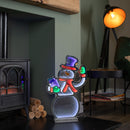 56cm Infinity Light up Standing Snowman Christmas Decoration with Multi-Coloured LEDs on Metal Base