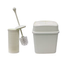 JVL Loop Toilet Brush And Lidded Bin Bathroom Set, White