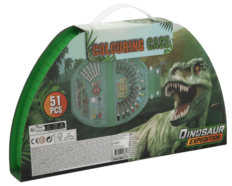 Dino Colouring Case Half Round - 51 Pcs