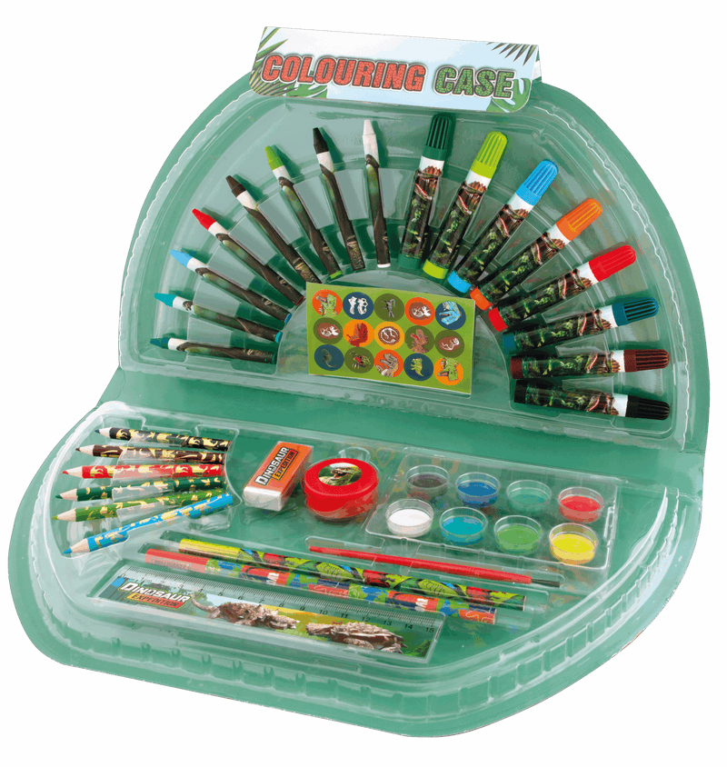 Dino Colouring Case Half Round - 51 Pcs
