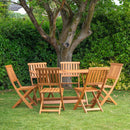 Outdoor 6 Person Folding Rectangular Wooden Garden Dining Table Chairs Set