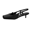 Pair Of Solid Slingback Pumps Low Heels -Black