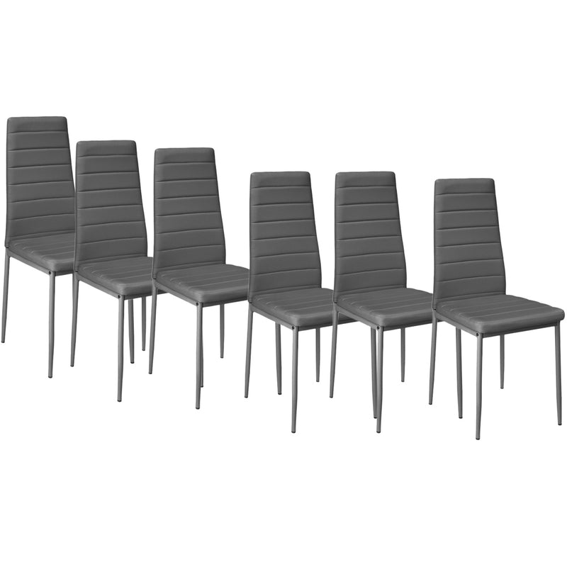 Livingandhome Set of 6 Modern Faux Leather Armless High Back Dining Chairs