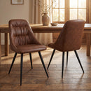Lennox Tan Leather Effect Set Of 2 Dining Chairs