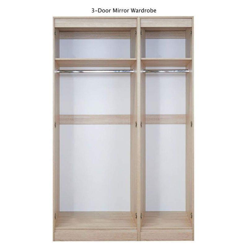 Sofia Ready Assembled Wardrobe with Triple Mirror  - Bardolino Oak