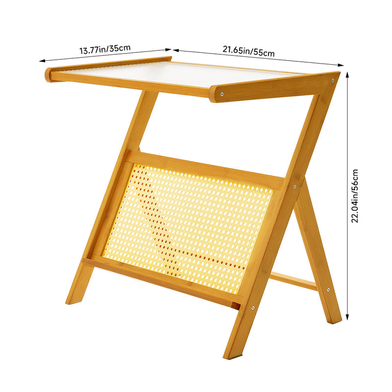 Livingandhome Small Bamboo End Table