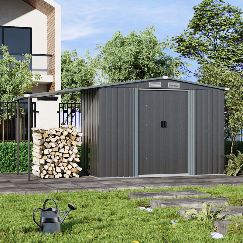 Breeins Outdoor Metal Firewood Storage Shed