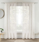 Pair of Willow Natural Leaf Print on Linen Look Panels, with Rod Pocket Header