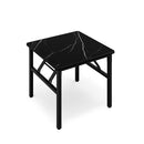 Livingandhome Square 60cm Folding Coffee Table with Marble Effect Top