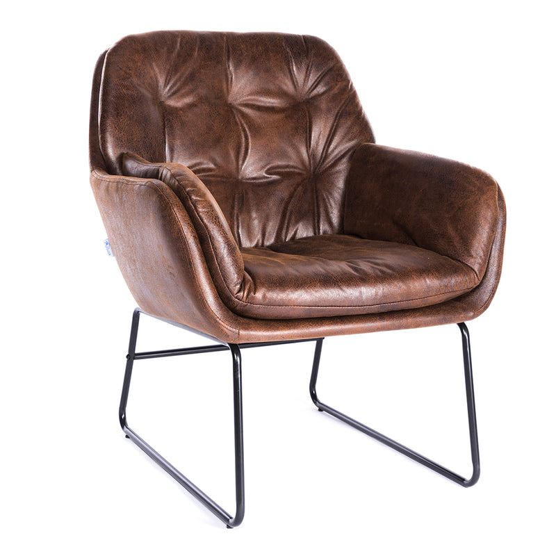 Livingandhome Contemporary Metal Legs Tufted Leisure Armchair