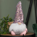 46cm Plush Christmas Bearded Gonk with Pink & Silver Sequined Hat Christmas Decoration