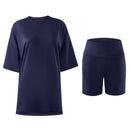 Comfortable Short Sleeve Loungewear Set - Navy