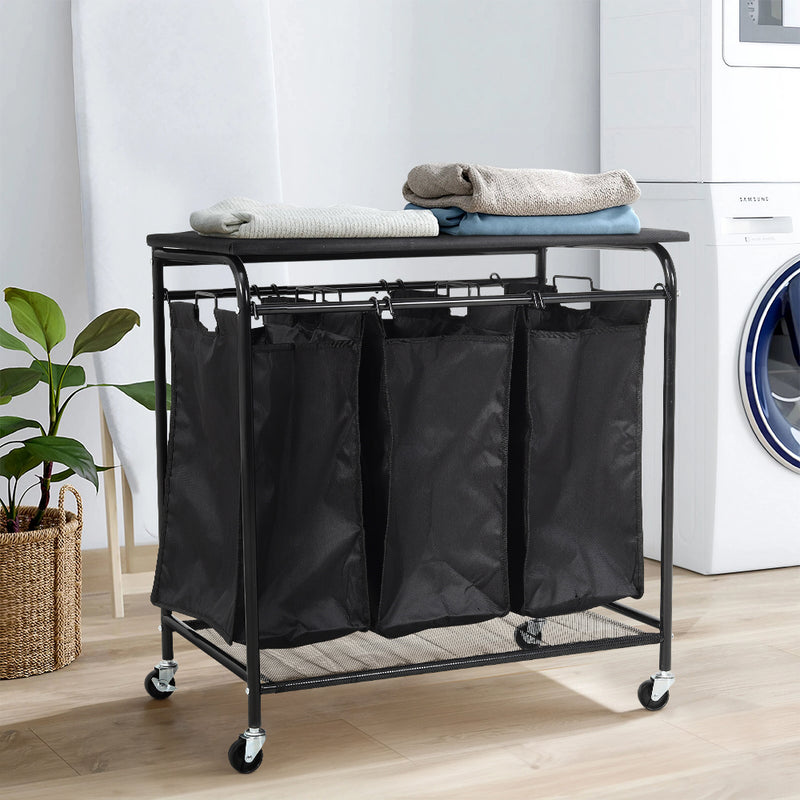 Lifeideas 3-Section Laundry Trolley with Wheels