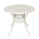 Breeins 5 Piece Cast Aluminium Garden Bistro Set With Cushions - 4 Seater Outdoor Patio Table & Chairs With Parasol Hole - Off White