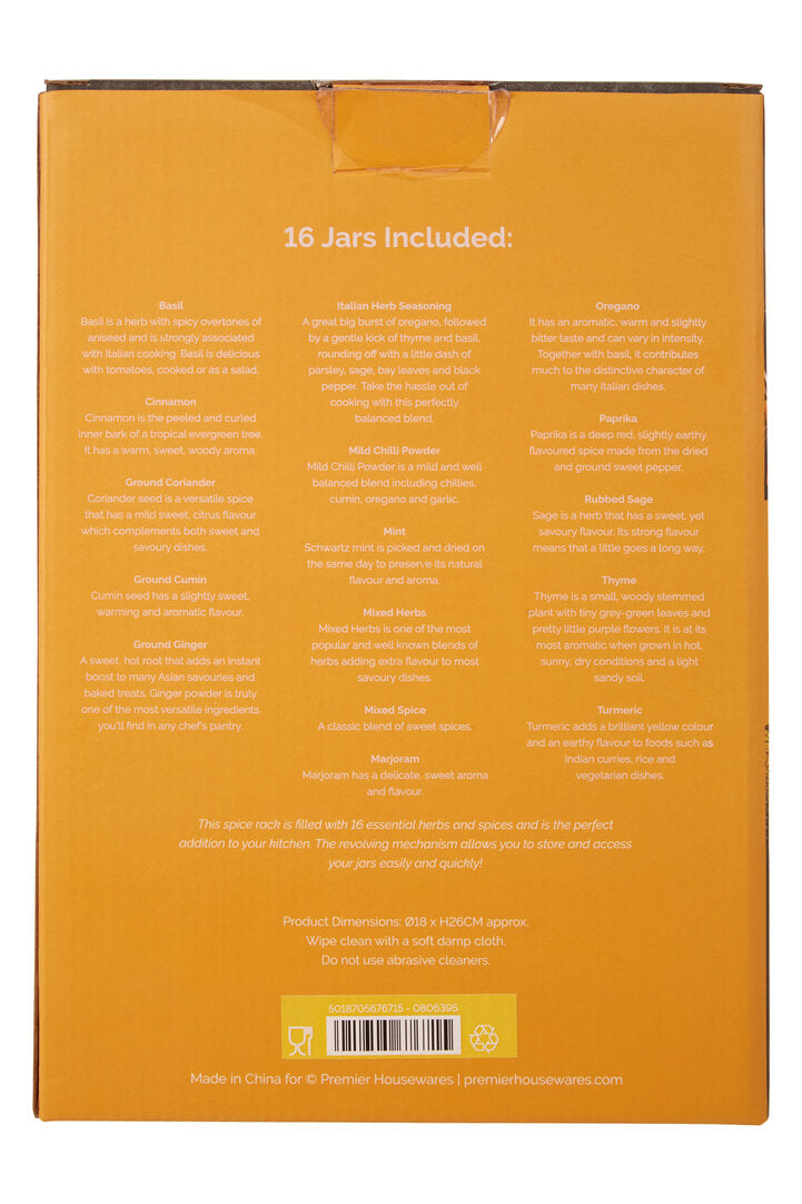 Puro Revolving Spice Rack with 16 Spices and Herbs