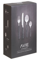 Avie 16 Piece Black And Silver Cutlery Set