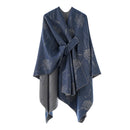 Oversized Shawl Wrap - Navy Blue Floral