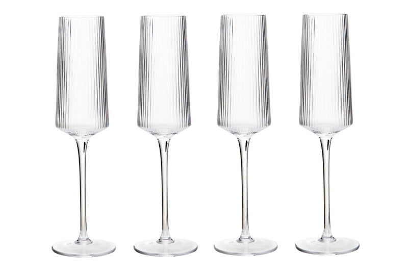 Eldon Set of Four Ribbed Champagne Glasses MOB Packaging