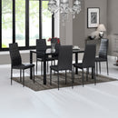Kharkov 7 Piece Black Glass Dining Table & 6 Faux Leather Chair Set Dining Room