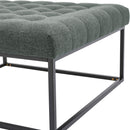 Livingandhome Square Linen Footstool with Metal Frame