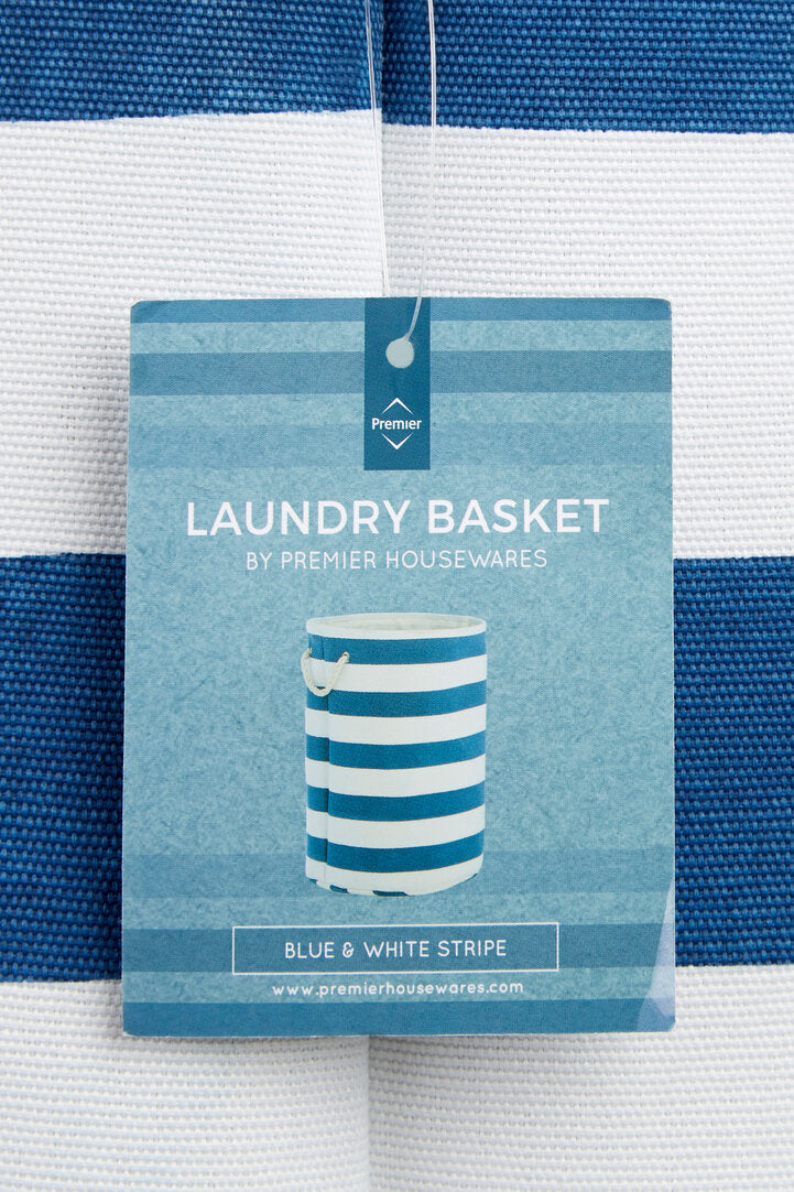 Nautical Blue And White Stripes Laundry Hamper
