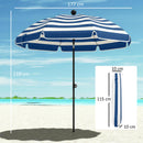 Outsunny 1.8 m Beach Umbrella Parasol with Sand Anchor, Tilt, Blue/White