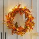 Lighted Artificial Sorghum Fall Wreath
