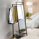 Livingandhome Metal Floor Mirror with Coat Rack Black
