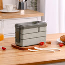 Lifeideas Bento-Style Plastic Lunch Box with Cutlery 3-Layer