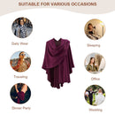 Elegant Cross Front Shawl Wrap Wine Red