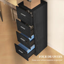 HOMCOM 4 Drawer File Cabinet Locking Filing Cabinet, Wood Effect