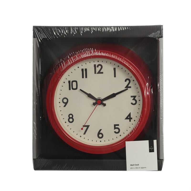 Maddox Red Metal Wall Clock