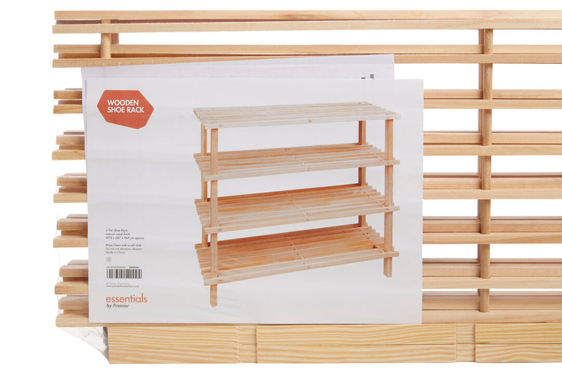 Arla 4 Tier Wooden Shoe Rack