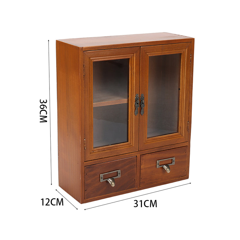 Lifeideas Retro Wooden Desktop Storage Organizer with Drawers