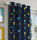 Enhanced Living Infinity Room Darkening Thermal Blue Metallic Print Kid's Eyelet Curtains - Pair