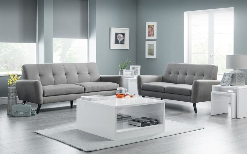 Monza Compact Retro Sofa 3 Seater 1.9m - Grey