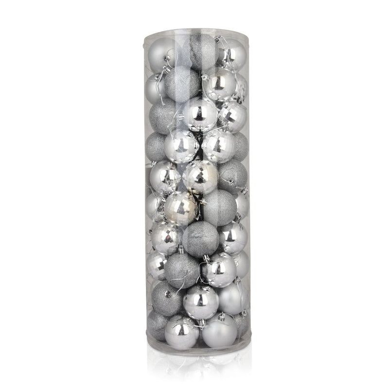 Christmas Sparkle Tube of 40 Shatterproof Baubles 6cm - Silver