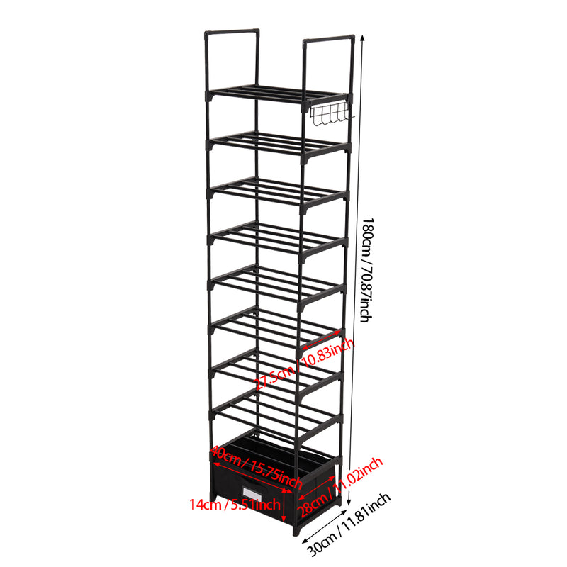 Livingandhome 10-Tier Shoe Rack with a Storage Box