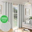 Enhanced Living Tokyo Grey Eyelet Thermal Noise Reducing Dim Out Curtains - Pair