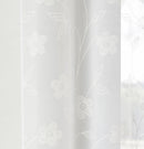 Pair of Sienna White Floral Paste Print Patterned Voile Panels with Rod Pocket Header