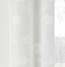 Pair of Sienna White Floral Paste Print Patterned Voile Panels with Rod Pocket Header