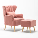 Livingandhome Velvet Armchair with Footstool
