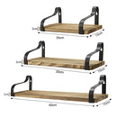 Livingandhome 3Pcs Rustic Metal Wood Floating Shelf Brackets