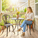 Outsunny Outdoor Bistro Set Cast Aluminium Patio Furniture For 2, Brown