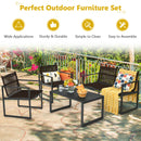4 Piece Patio Furniture Set With Loveseat Single Chairs And Table