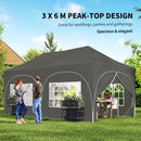 Outsunny 3 X 6m Pop Up Gazebo With Sides, Peak Top Garden Party Tent Marquee