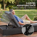 Outsunny Rattan Sun Loungers Set of 2 with Side Table, Dark Grey