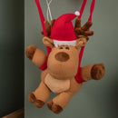45cm Battery Operated Musical Parachuting Reindeer with Leg Kicking Motion