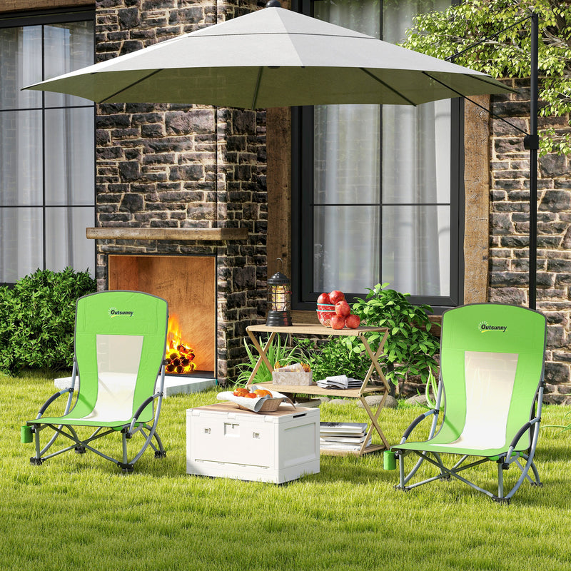 Outsunny Set Of 2 Folding Beach Chair, Camping Chair With Carry Bag